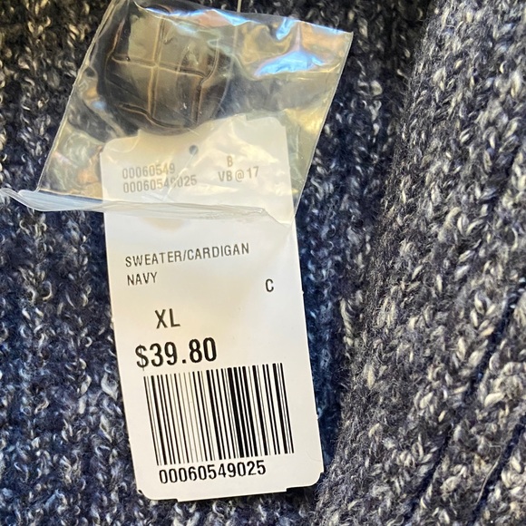 NWT Men's Navy Blue Shawl Collar Sweater- XL - Picture 5 of 6